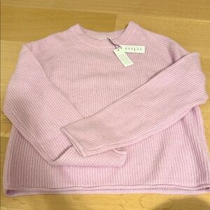 Velvet Pink Ribbed Crewneck Sweater